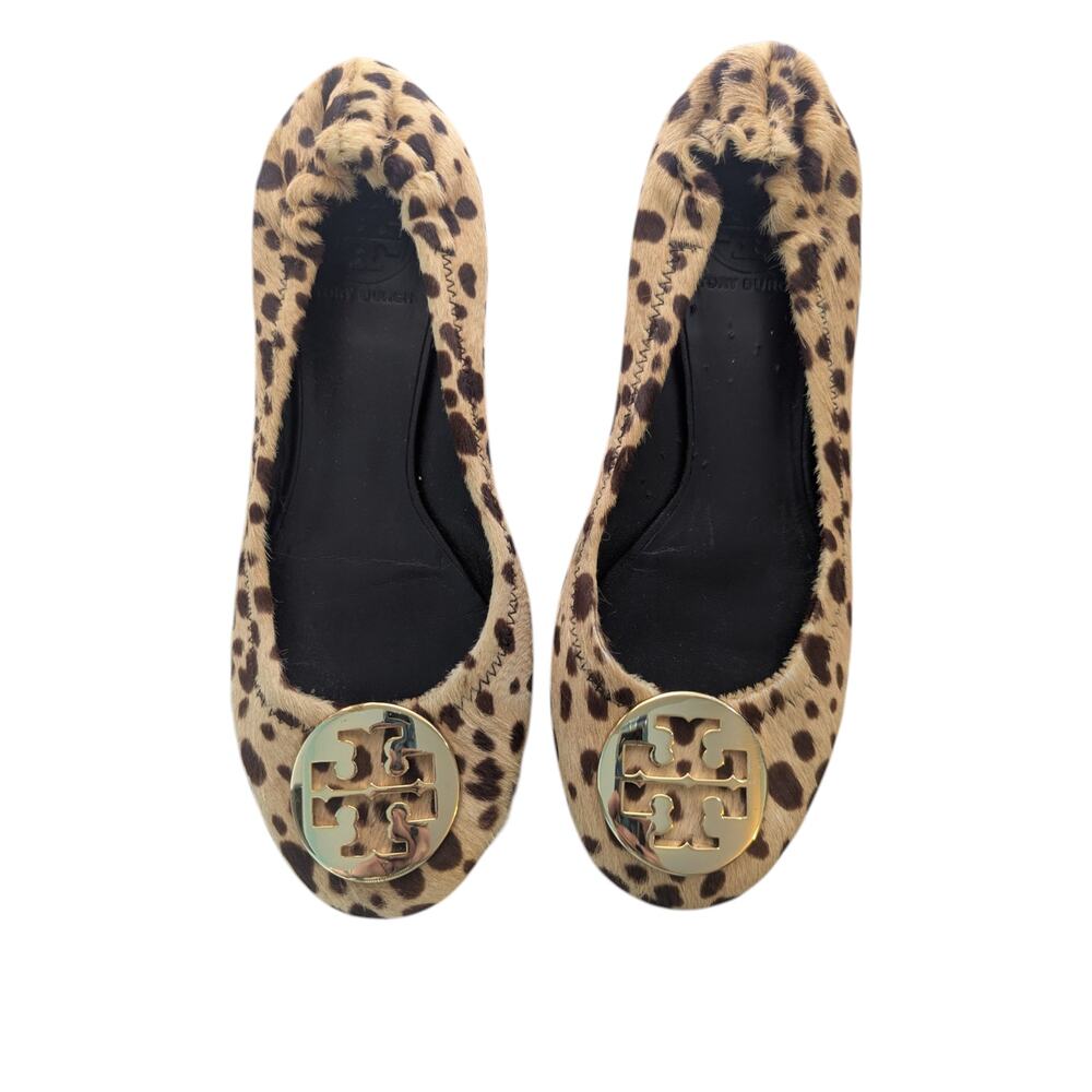 Tory Burch Reva Leopard Calf Hair Flats – 7.5